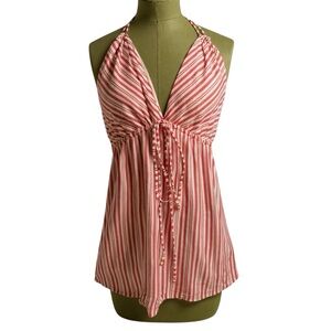 J. Crew Pink and White Striped Halter Top